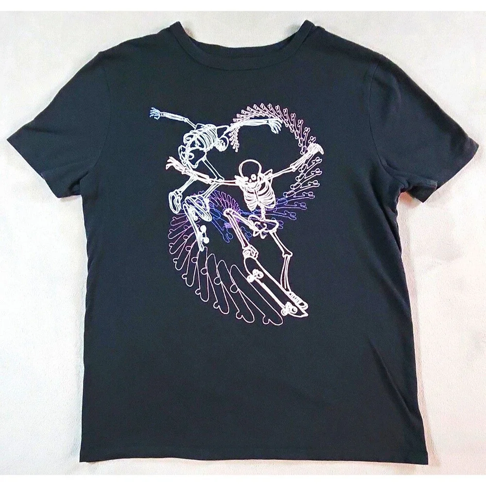 Gap Kids Boys Black Skeleton Skateboard Graphic Short Sleeve Cotton Tee 2XL